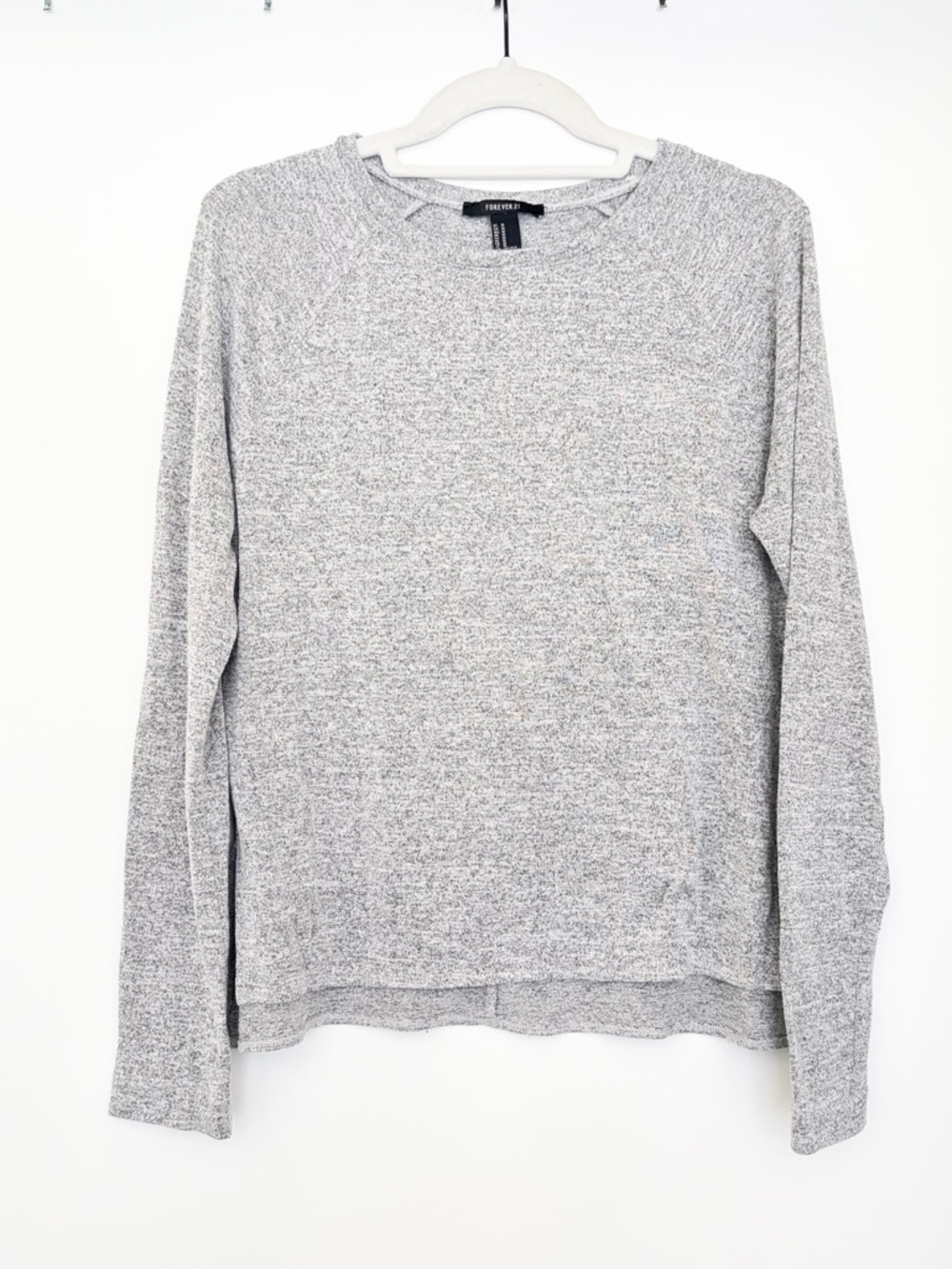 Forever 21 Gray Marled Long Sleeve Top Crew Neck Basic Medium